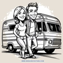 a man and woman posing with their rv