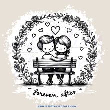 forever after with bench and flowers