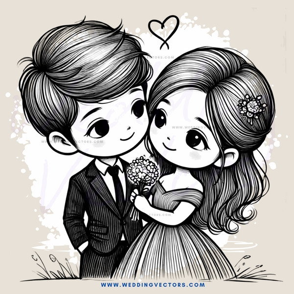couple in wedding attire