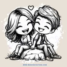 two people sitting together with smiles on their faces