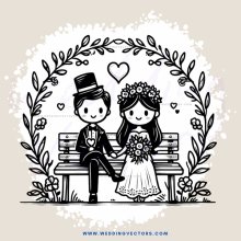 a couple on a bench with flowers