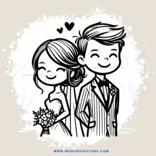 bride and groom with flowers