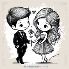 boy and girl with flowers