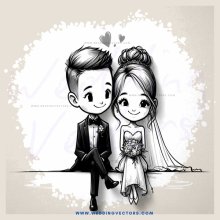 a couple sitting together in an illustration