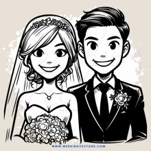 bride and groom portrait with flowers