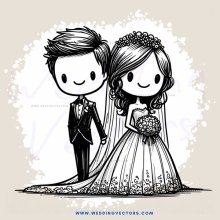 a bride and groom standing next to each other