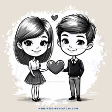 boy and girl holding heart
