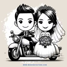 couple on motorcycle with bride and groom