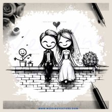 cartoon wedding anniversary invitation