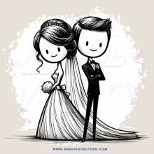 a bride and groom in wedding costumes