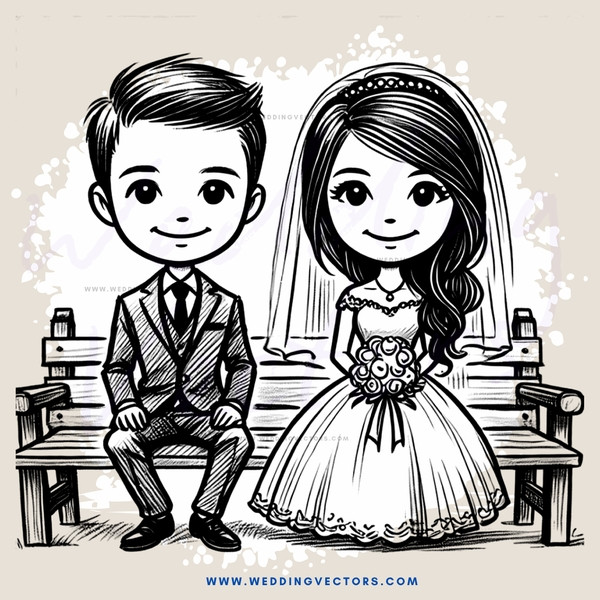 a black and white wedding illustration