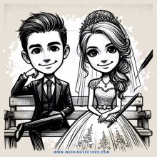 groom and bride cartoon