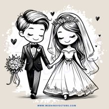 a wedding couple in black and white