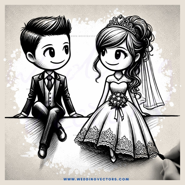 a black and white cartoon couple