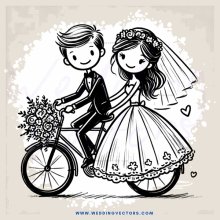 bride and groom on bike