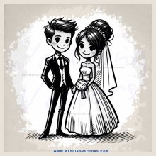 wedding bride and groom cartoon image