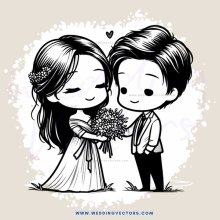 couple holding flowers and dressed up for an event