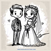 a bride and groom standing side by side