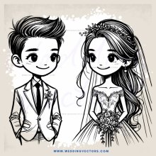 bride and groom cartoon