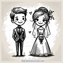 a couple's illustration with hearts and flowers