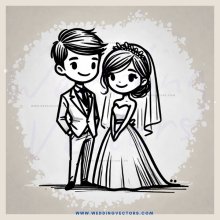 a bride and groom in black and white