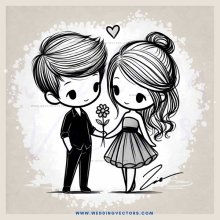 young boy and girl posing for picture with flower