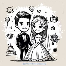 a wedding animation in black and white