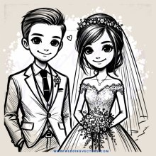 cartoon wedding picture of two people