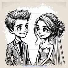 a boy and girl standing together with bows in their hair