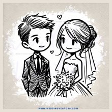newlyweds smile at their wedding picture