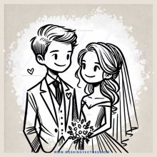bride and groom holding flowers