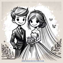the bride and groom in black & white