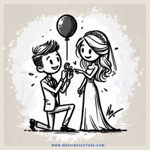 a bride and groom with a ballon