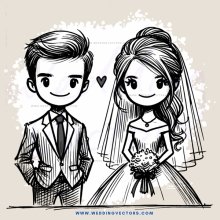 the wedding couple (cartoon style)