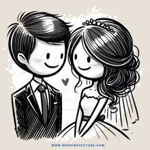 a bride and groom in black and white