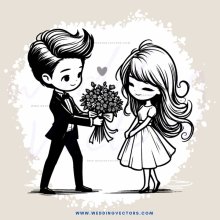 a boy with a flower bouquet for his girlfriend