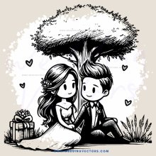 a couple sitting under a tree