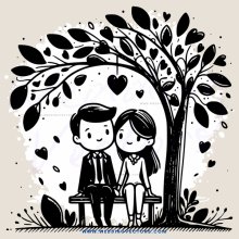 lovebirds on a bench