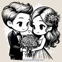 couple with flowers in hand