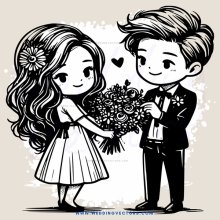 girl with blond hair and bow in her hair holding flowers