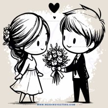 a girl holding flowers for a boy