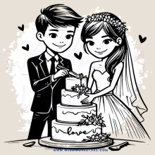 a couple cutting their wedding cake together