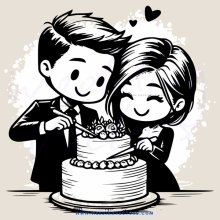 a couple cutting their wedding cake