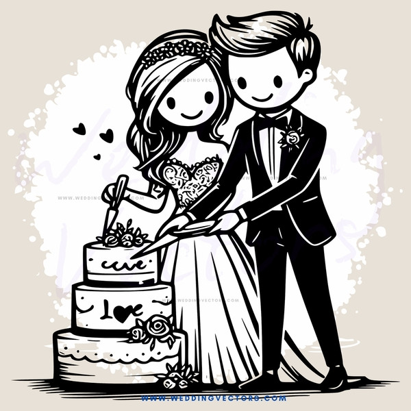 a couple cutting their wedding cake