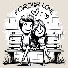 a couple sitting on a bench in a cartoon