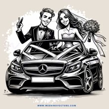 a man and woman ride in a mercedes together