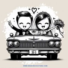 couple in car on wedding anniversary