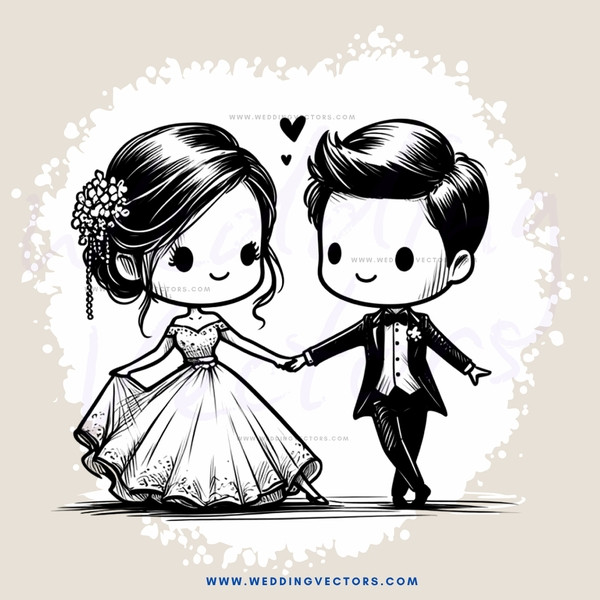 a cartoon couple holding hands