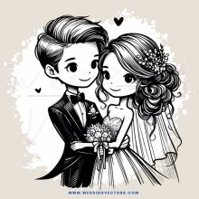 wedding gift animation clip in black and white