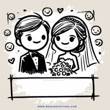 wedding couple holding flowers and smiling